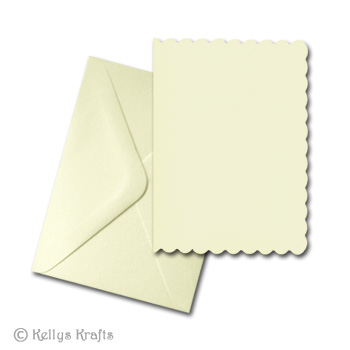 Ivory 5"x7" Scalloped Edge Card Blank + Envelope (Pack of 1) - Click Image to Close