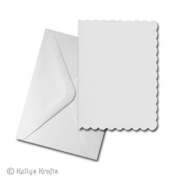 White 5\"x7\" Scalloped Edge Card Blank + Envelope (Pack of 1)