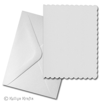 White A5 Scalloped Edge Card Blank + Envelope (Pack of 1) - Click Image to Close