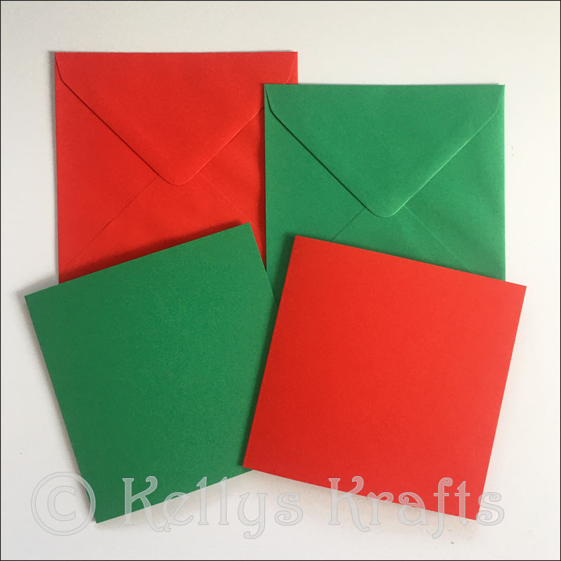 Two 5\"x5\" Square Card Blanks, 1 Red + 1 Green