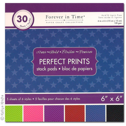 6 x 6 Patterned Papers - Perfect Prints, Stars Bold (30 Sheets)