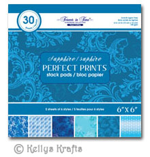 6 x 6 Patterned Papers - Perfect Prints, Sapphire (30 Sheets)