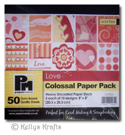 8 x 8 Patterned Colossal Papers - Love (50 Sheets)