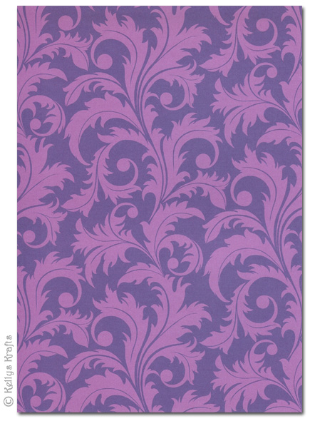 A4 Patterned Card - Vines, Lilac on Dark Purple (1 Sheet)