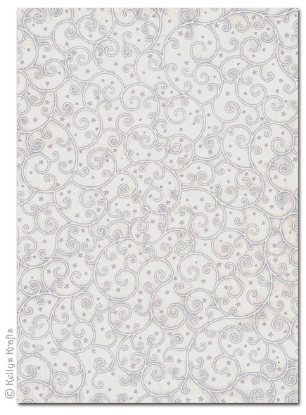 A4 Patterned Card - Grey Scroll/Swirl Design (1 Sheet) - Click Image to Close