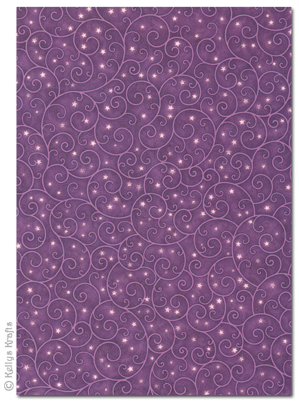 (image for) A4 Patterned Card - Purple Scroll/Swirl Design (1 Sheet)