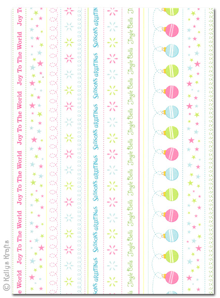 A4 Patterned Card - Candy Christmas Border Strips (1 Sheet)