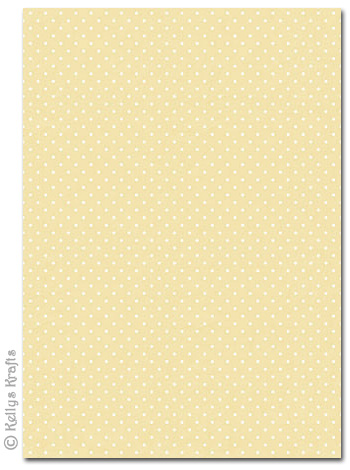 A4 Patterned Card - Polkadots, White Spots on Lemon Yellow (1 Sheet) - Click Image to Close