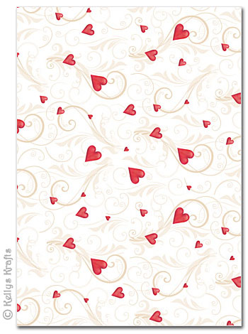 A4 Patterned Card - Romance, Red (1 Sheet)