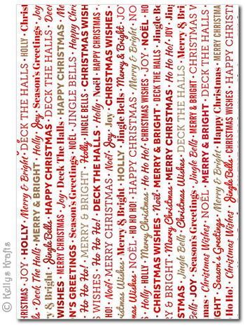 A4 Patterned Card - Christmas Writing, Red on White (1 Sheet) - Click Image to Close
