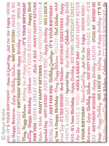 A4 Patterned Card - Birthday Wording, Pink/Kraft on White (1 Sheet)