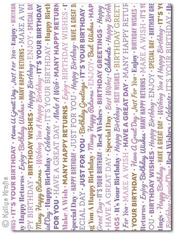 A4 Patterned Card - Birthday Wording, Purple/Kraft on White (1 Sheet)