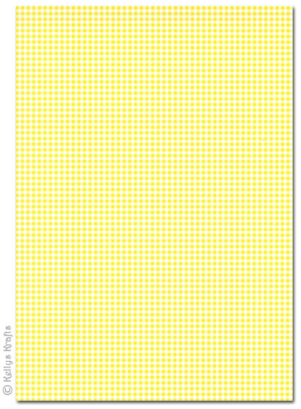 A4 Patterned Card - Gingham, Yellow (1 Sheet)
