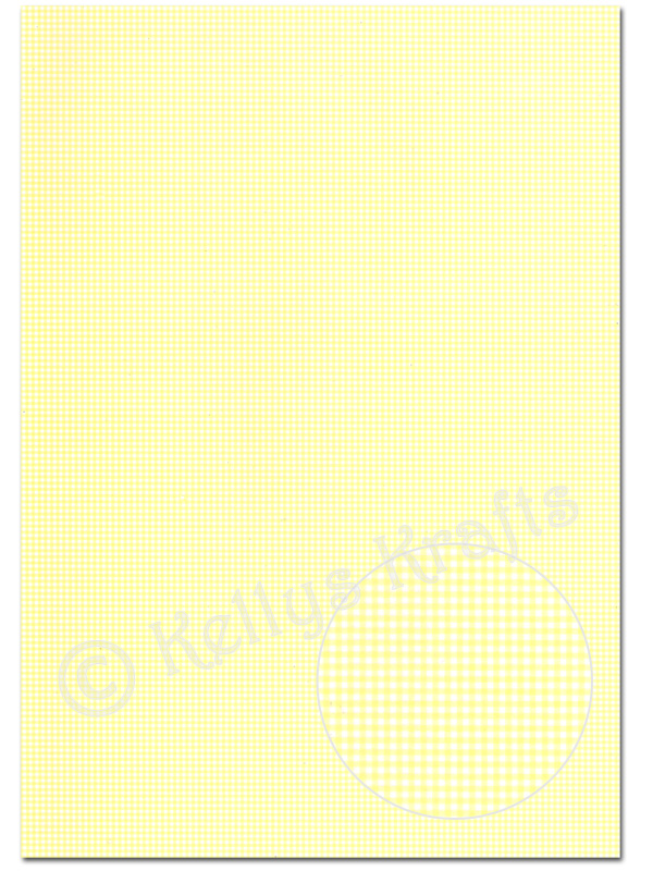 A4 Patterned Card - Small Gingham, Yellow (1 Sheet)