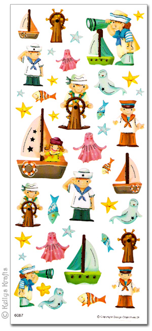 Clear Stickers, Sea Creatures / Sailing Theme (6087) 1 Sheet - Click Image to Close