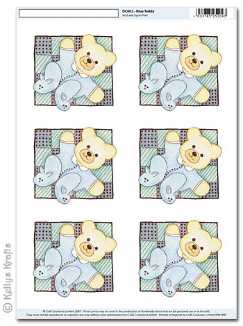 A4 Motif Decoupage Sheet - Teddy Bear Blue (002)