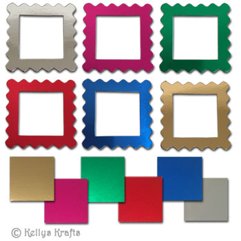 (image for) 6 Wavy Frames + Centres (Shiny Foil Card) Mixed Colours