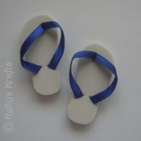 1 Pair of Foam Sandals - White with Blue Straps - Click Image to Close
