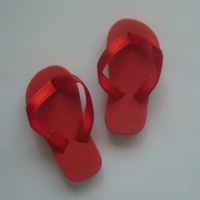 1 Pair of Foam Sandals - Red with Red Straps