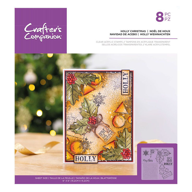 Crafters Companion Stamp Set, Mini Collage - Holly Christmas