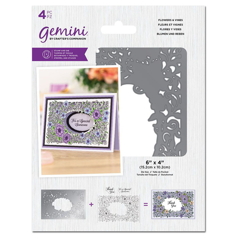 Gemini Cutting Die & Stamp Set, Create-A-Card - Flowers & Vines