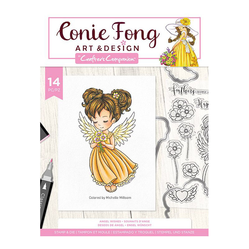 Crafters Companion Cutting Die & Stamp Set, Conie Fong - Angel Wishes