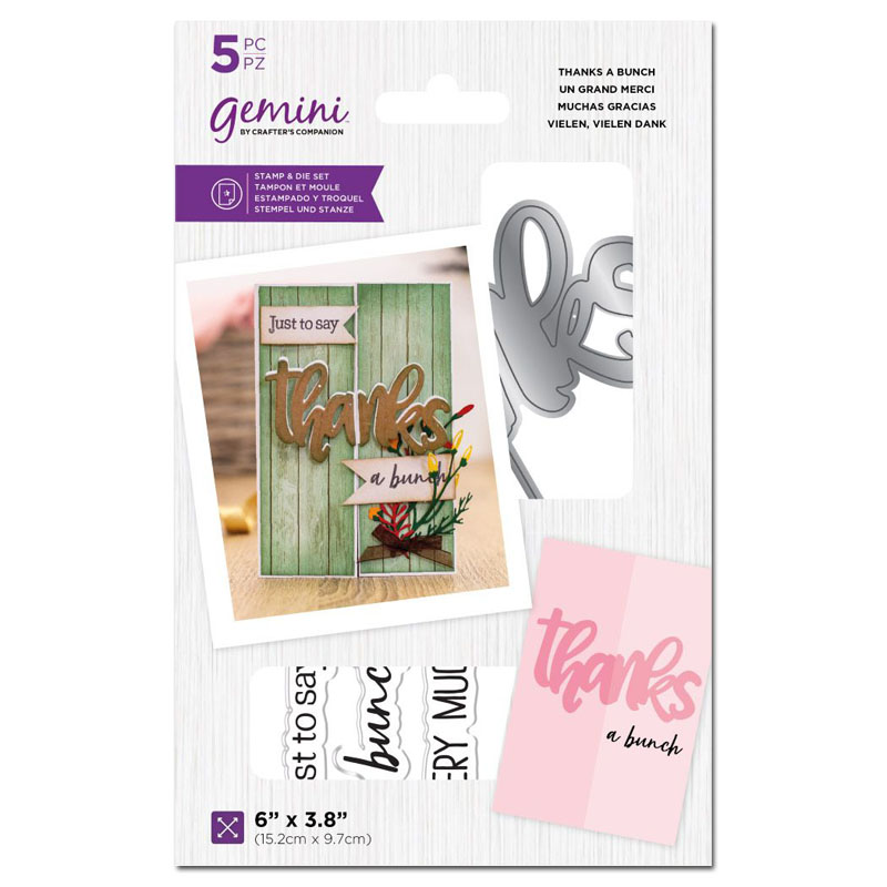 Gemini Cutting Die & Stamp Set, Interlocking Sentiments - Thanks A Bunch