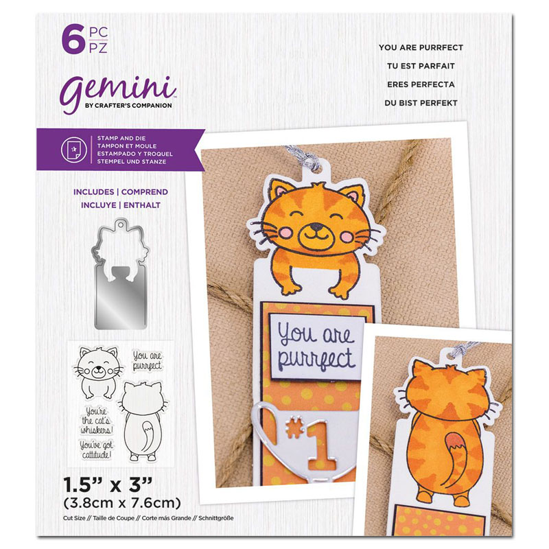 Gemini Cutting Die & Stamp Set, Front & Back Tag - You Are Purrfect