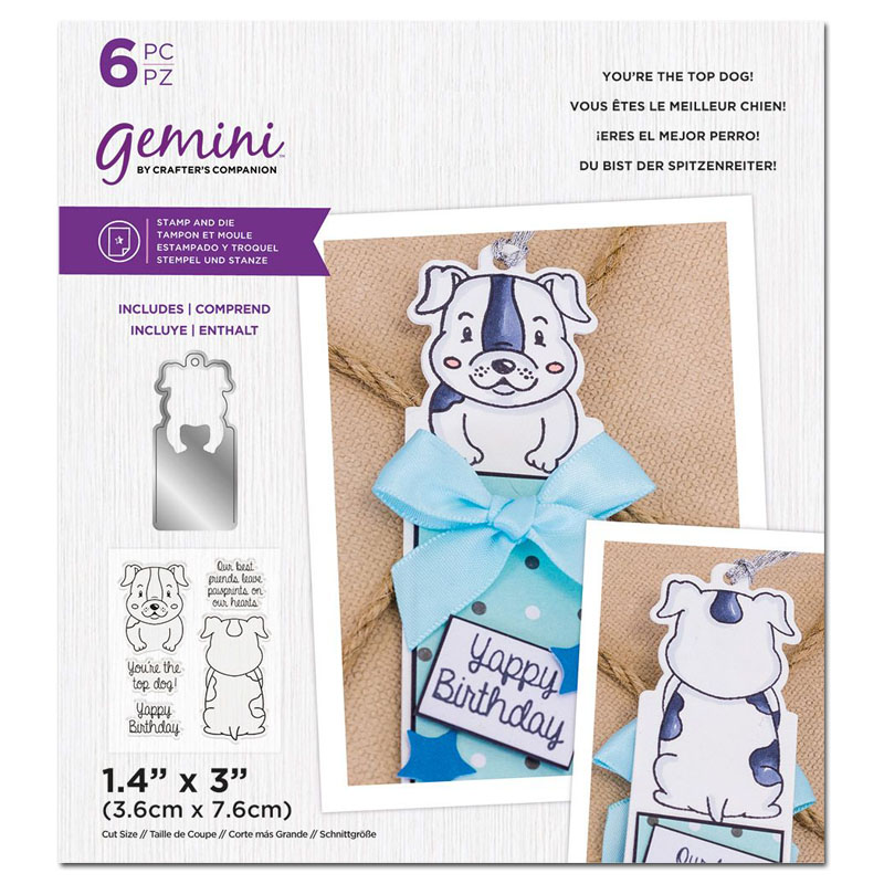 Gemini Cutting Die & Stamp Set, Front & Back Tag - You're The Top Dog
