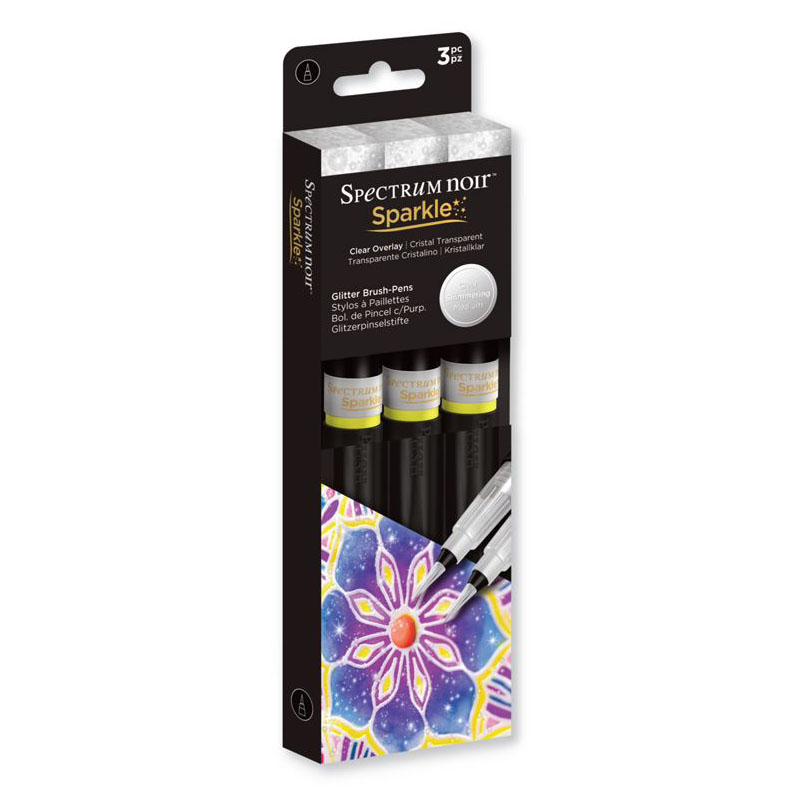 Spectrum Noir - Sparkle - Glitter Brush Pens - Clear Overlay (3PC)