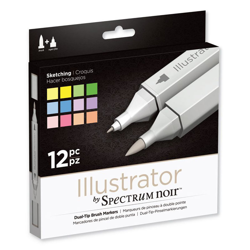 Spectrum Noir - Illustrator Dual-Tip Brush Markers - Sketching (12PC)