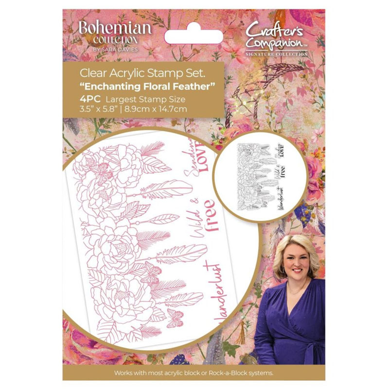 Sara Signature Stamp Set, Bohemian - Enchanting Floral Feather