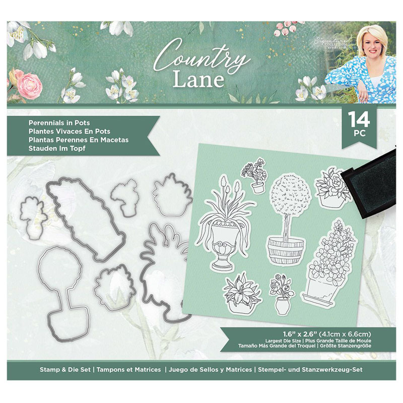 Sara Signature Cutting Die & Stamp Set, Country Lane - Perennials in Pots