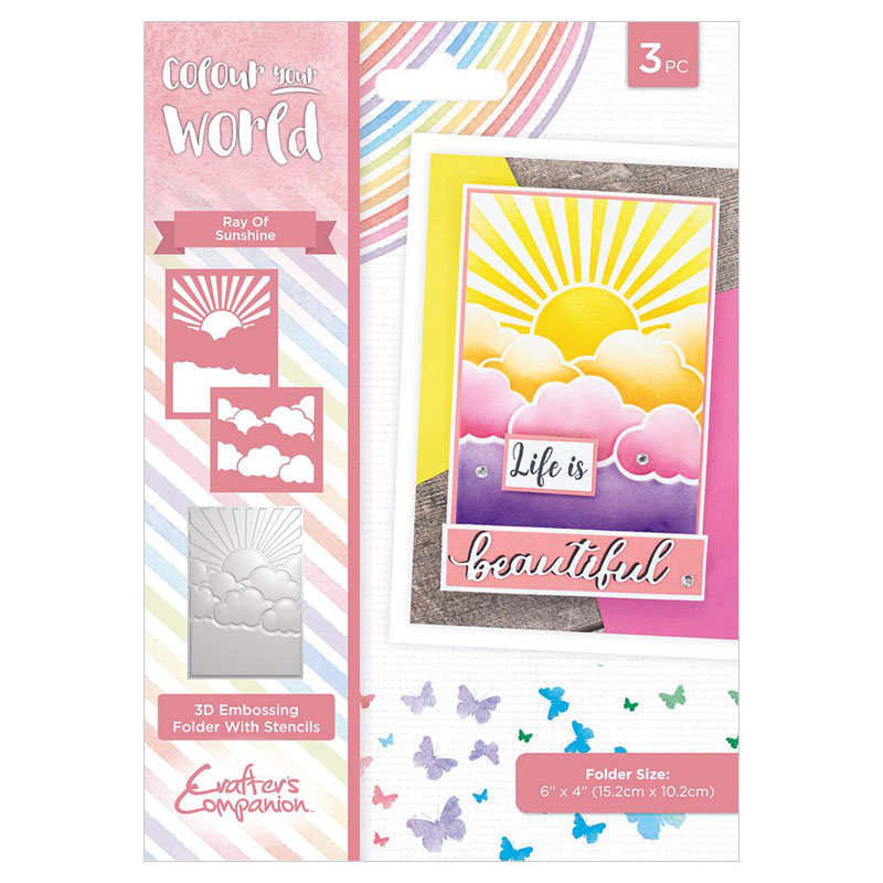 Crafters Companion Embossing Folder, Colour Your World - Ray Of Sunshine