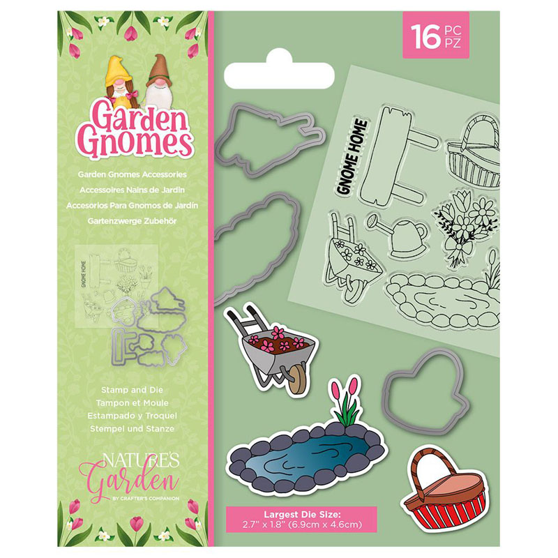 Nature's Garden Cutting Die & Stamp Set, Garden Gnomes - Gnome Accessories