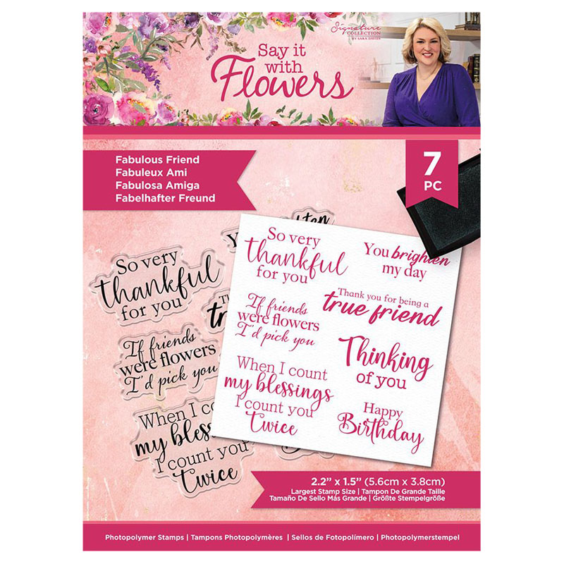 Sara Signature Stamp Set, Say It With Flowers - Fabulous Friend