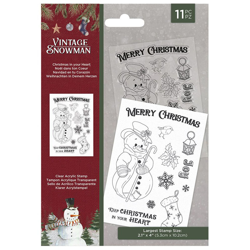 Crafters Companion Stamp Set, Vintage Snowman - Christmas In Your Heart