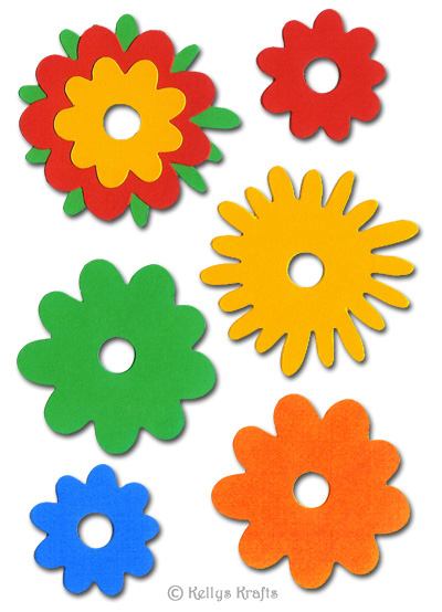 Large Bright Flowers Scrapbooking Crafting Kit - Click Image to Close