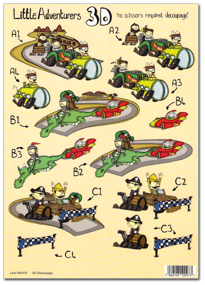 (image for) Die Cut 3D Decoupage A4 Sheet - Wacky Races (470)