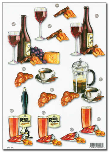 (image for) Die Cut 3D Decoupage A4 Sheet - Food & Drink (498)