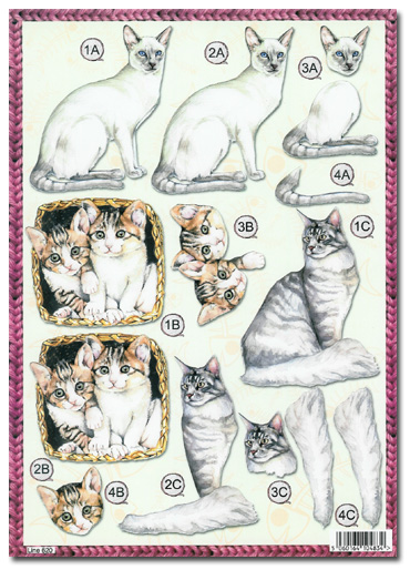 Die Cut 3D Decoupage A4 Sheet - Cats/Pets (620)