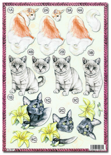 Die Cut 3D Decoupage A4 Sheet - Cats/Pets (621)