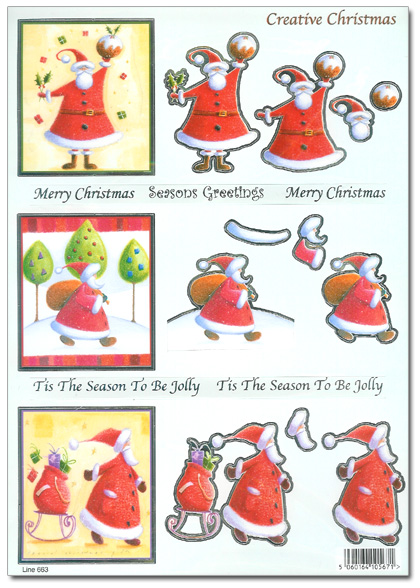 (image for) Die Cut 3D Christmas Window Decoupage, Santa Claus (663)