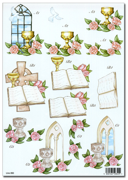 Die Cut 3D Decoupage A4 Sheet - Baby Christening/Religious (850) - Click Image to Close