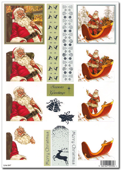 (image for) Die Cut 3D Christmas Window Decoupage, Father Christmas (947)