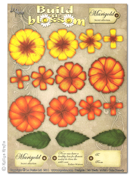 Decoupage A4 Sheet - Build A Blossom, Marigold