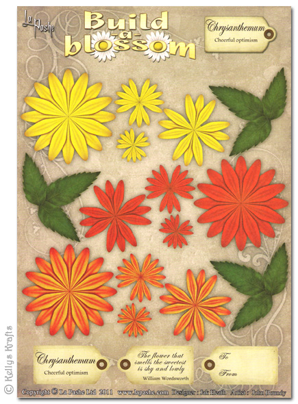 Decoupage A4 Sheet - Build A Blossom, Chrysanthemum - Click Image to Close