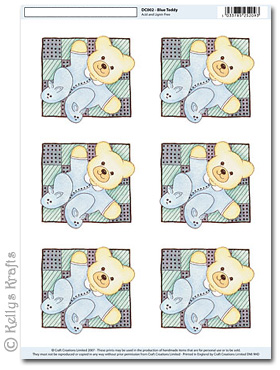 3D Decoupage A4 Motif Sheet - Teddy Bear Blue (002)