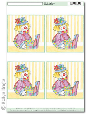 3D Decoupage A4 Motif Sheet - Toy Clown, Large (118)