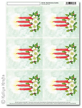 3D Decoupage A4 Motif Sheet - Christmas Candles, Tall (140)